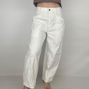 ETICA Ellis Utility Barrel Pant Jean in Vintage White High Rise Relaxed Boho‎